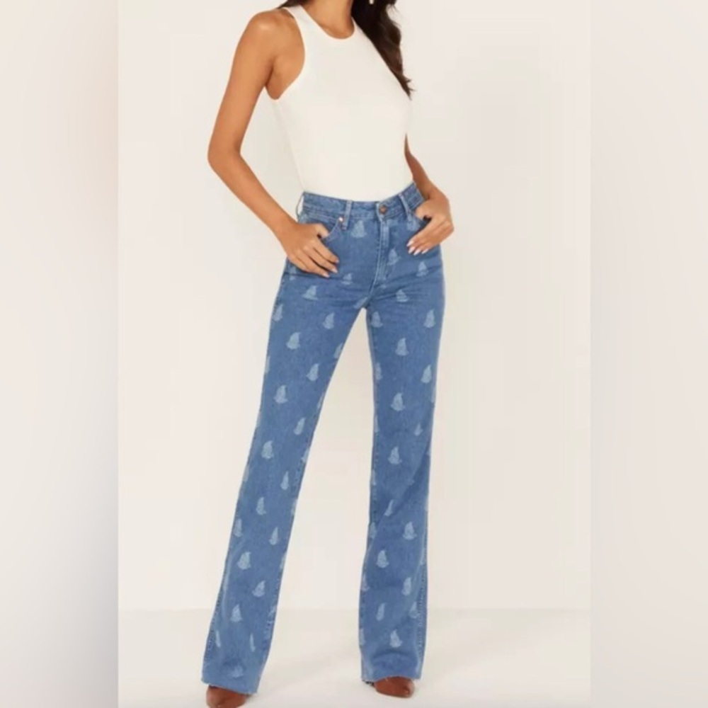 Wrangler westward 626 paisley print‎ high rise bootcut bluevjeans size 30x34 - Picture 4 of 8